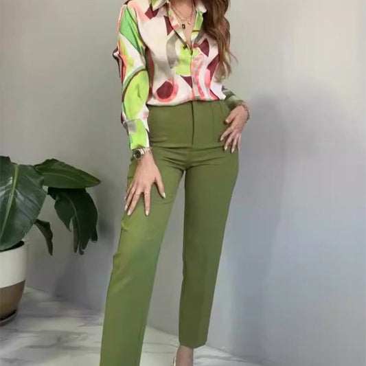 🌸Summer goodies💐Women's Printed Button Shirt & Pants (2-Piece Set)