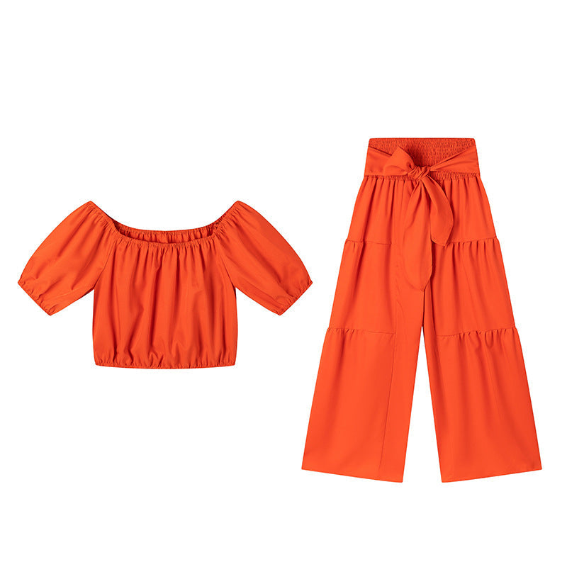 💎 50% OFF THE OFF-SHOULDER PUFF SLEEVE SET! 💎 High-Waisted Pants, Romantic Flare & Stretch Fabric ✨