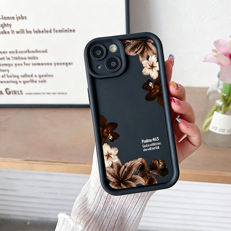 Vintage Orchid Cross Bible Verse Silicone Phone Case