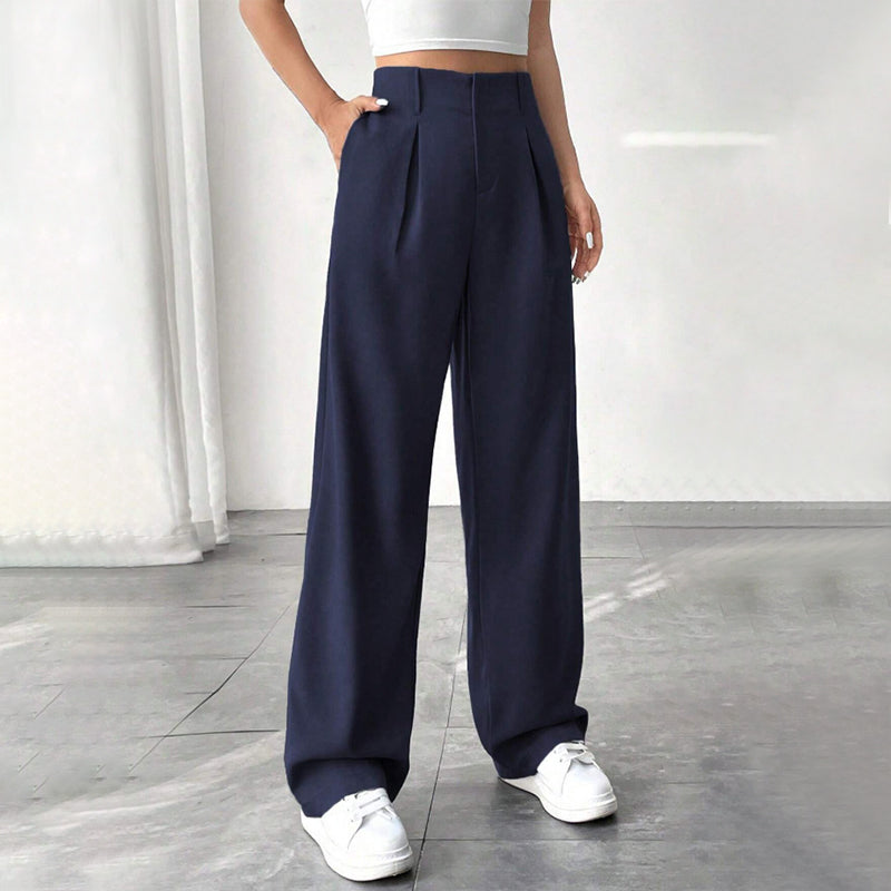 Women’s Solid High Waist Wide-Leg Pants
