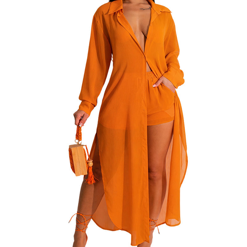 🆕New Arrival🩷Chic Sheer Long Shirt Set