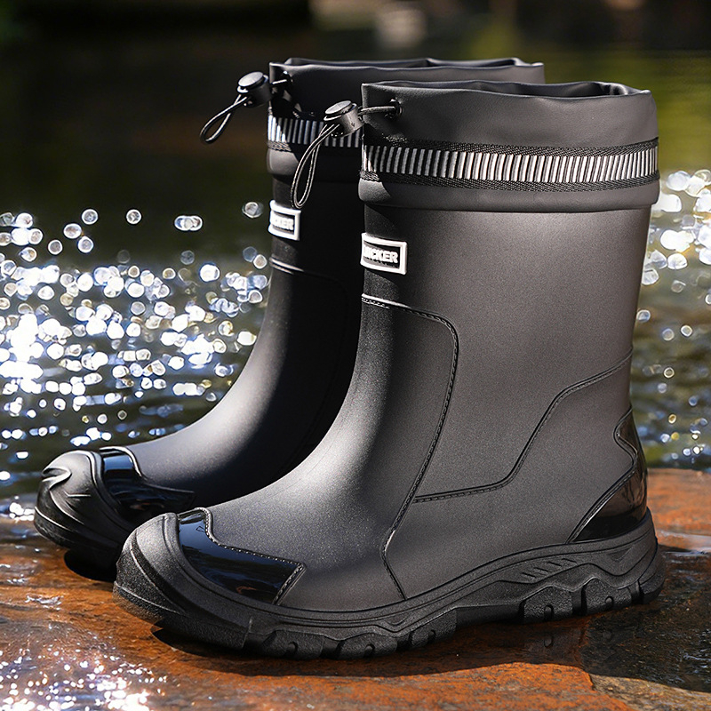Unisex Mid-Calf Waterproof Rain Boots