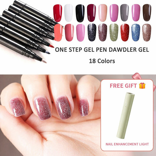 💅 BUY 1 GET 1 FREE! ✨ One Step Nail Gel Pen – Includes free mini UV nail lamp – No base or top coat needed – perfect for DIY manicures on the go 🎨💡✨