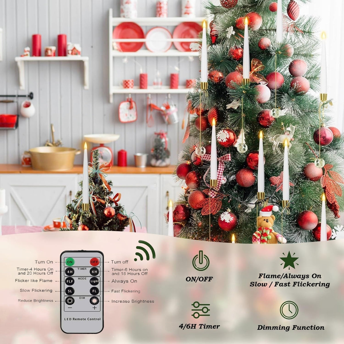 🎁Early Christmas Promotion - 49% OFF🎄Christmas Tree Led Candles with Clear Crystal Ball Hook