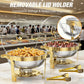🍲 50% OFF NOW! 🍽️ Stainless Steel Chafing Dish Buffet Set – 5QT, Gold Finish & Fuel Can Rack ✨
