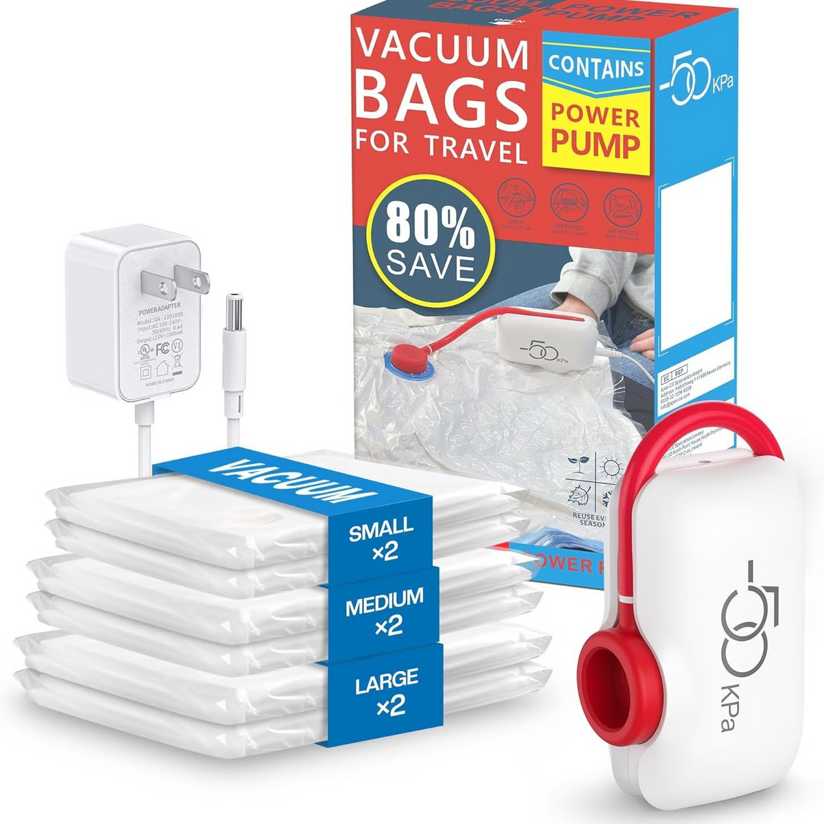 🧳 Pack of 6 Compression Bags for USB Electric Vacuum Cleaner – Space-Saving Storage, Airtight Seal, Reusable & Durable 🌀