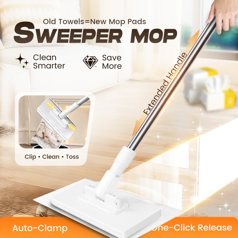 🔥50% OFF!! ✨🧹🏆#1 Best Seller ⏰💕🌟Flat Mop with Stainless Steel Handle, Come with Reusable Washable Mop Cloths