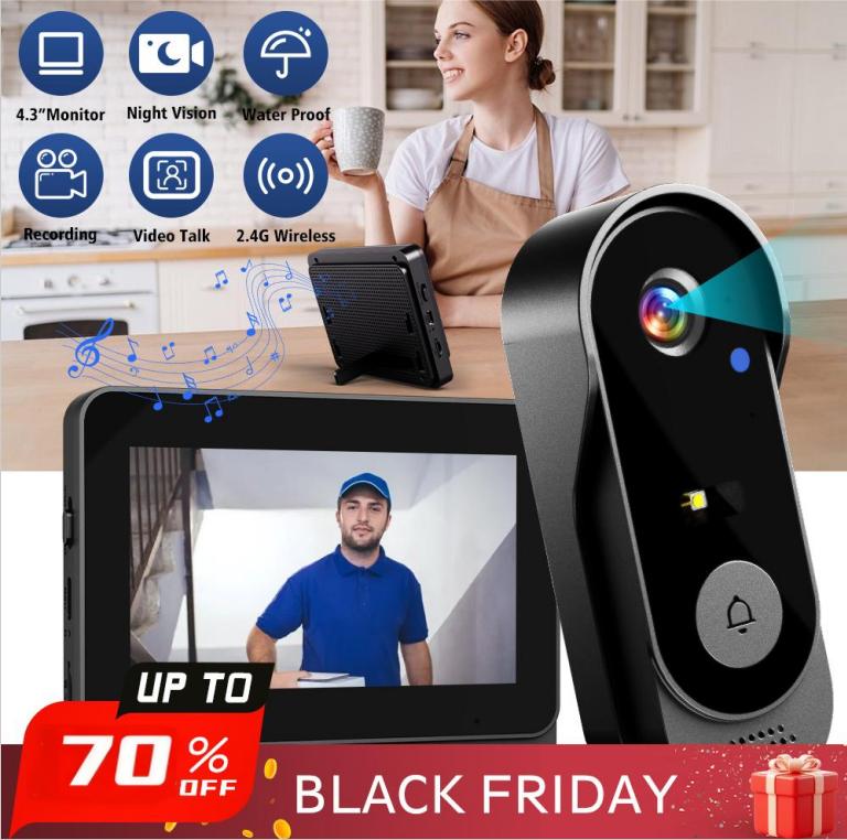 ⏳Time-Limited Special⏰Doorbell Camera with Screen – Live View, Two-way Talk, Night Vision 🔔