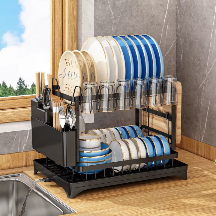 🔥【Exceptional Price】 40% OFF🍽️ Premium 2-Tier Dish Rack – Maximize Drying Space, Sleek Stainless Steel, Stylish Kitchen Upgrade ✨🏠