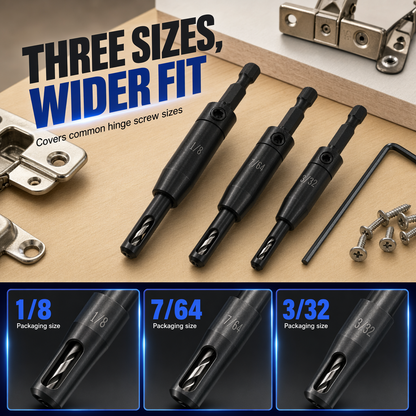 Self-Centering Hinge Drill Bit Set