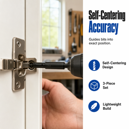 Self-Centering Hinge Drill Bit Set