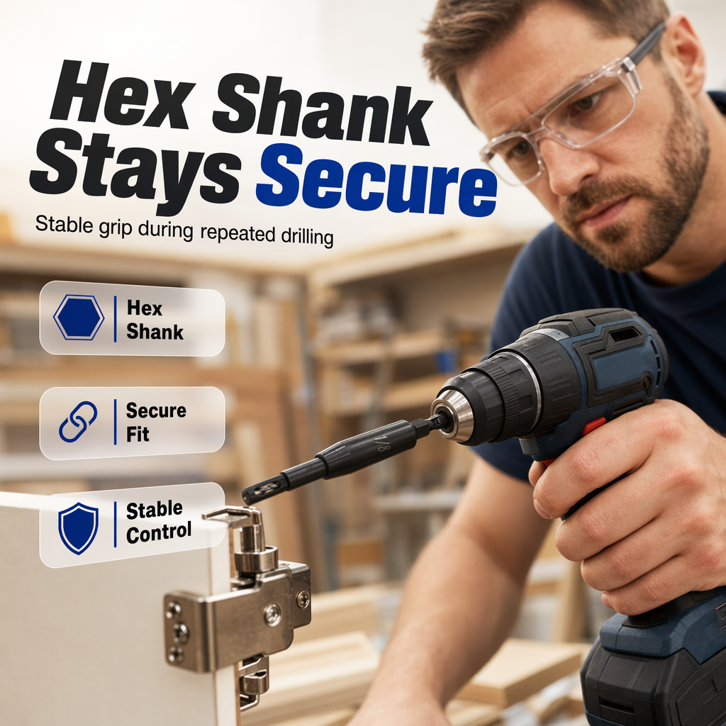 Self-Centering Hinge Drill Bit Set