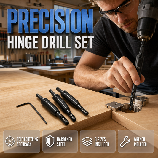 Self-Centering Hinge Drill Bit Set