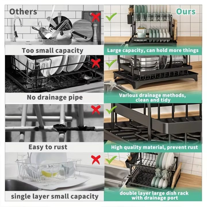 🔥【Exceptional Price】 40% OFF🍽️ Premium 2-Tier Dish Rack – Maximize Drying Space, Sleek Stainless Steel, Stylish Kitchen Upgrade ✨🏠