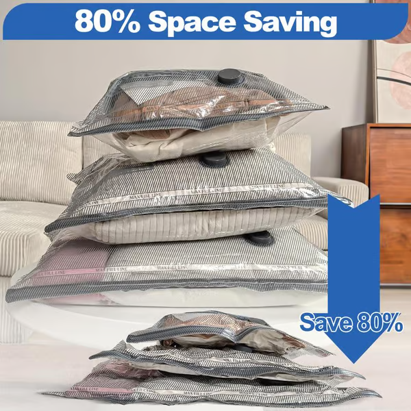 🧳 Pack of 6 Compression Bags for USB Electric Vacuum Cleaner – Space-Saving Storage, Airtight Seal, Reusable & Durable 🌀