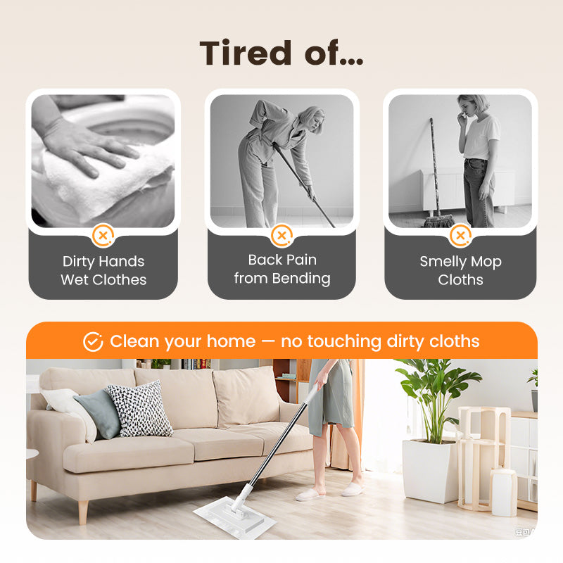 🔥50% OFF!! ✨🧹🏆#1 Best Seller ⏰💕🌟Flat Mop with Stainless Steel Handle, Come with Reusable Washable Mop Cloths