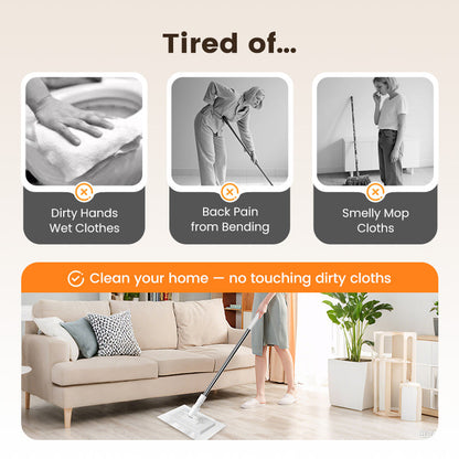 🔥50% OFF!! ✨🧹🏆#1 Best Seller ⏰💕🌟Flat Mop with Stainless Steel Handle, Come with Reusable Washable Mop Cloths