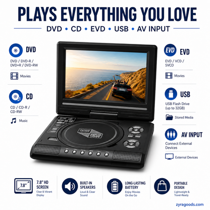 ⏳Time-Limited Special⏰7.8" HD Portable DVD/EVD Player📺