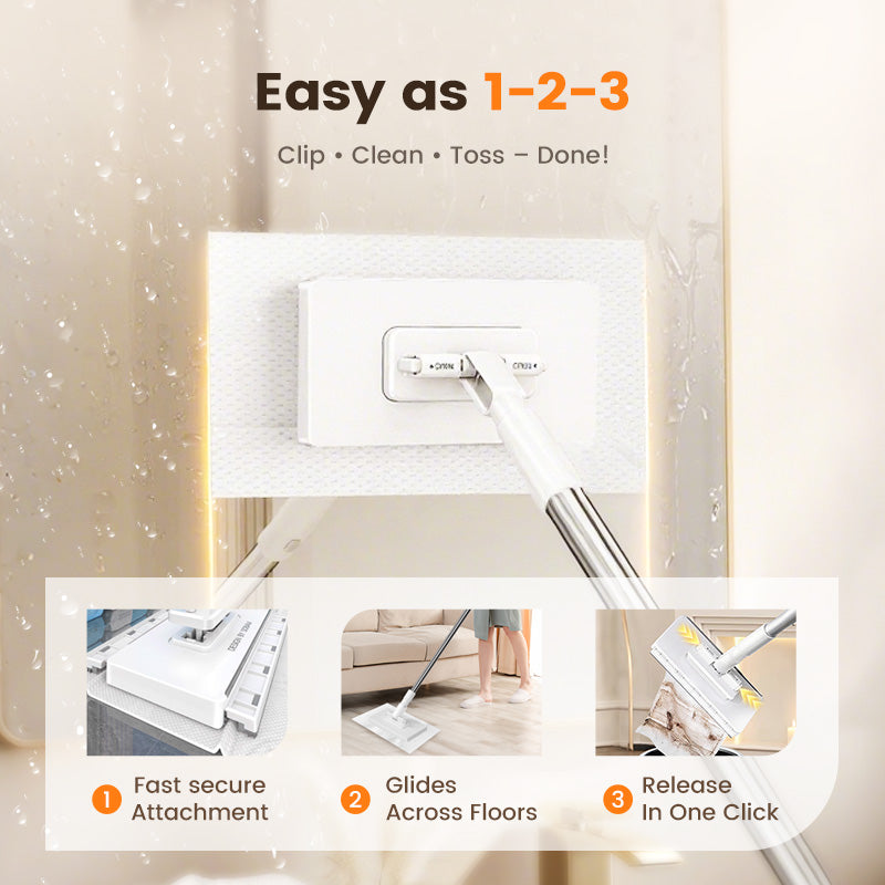 🔥50% OFF!! ✨🧹🏆#1 Best Seller ⏰💕🌟Flat Mop with Stainless Steel Handle, Come with Reusable Washable Mop Cloths