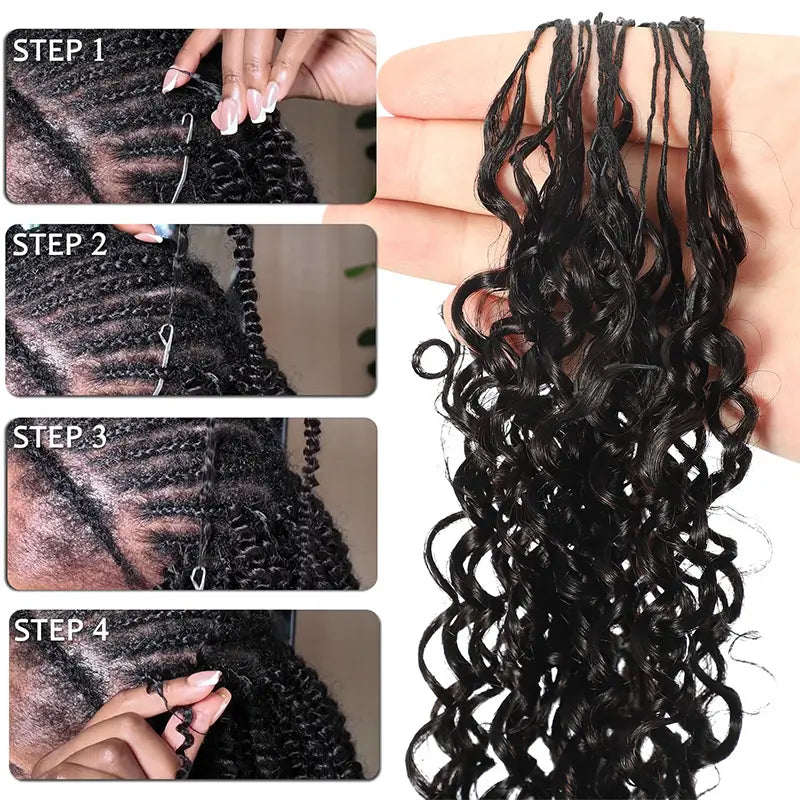ISEE HAIR Human Hair Crochet Extensions–Knotless Boho BraidsMultiple Curly & Wave Textures