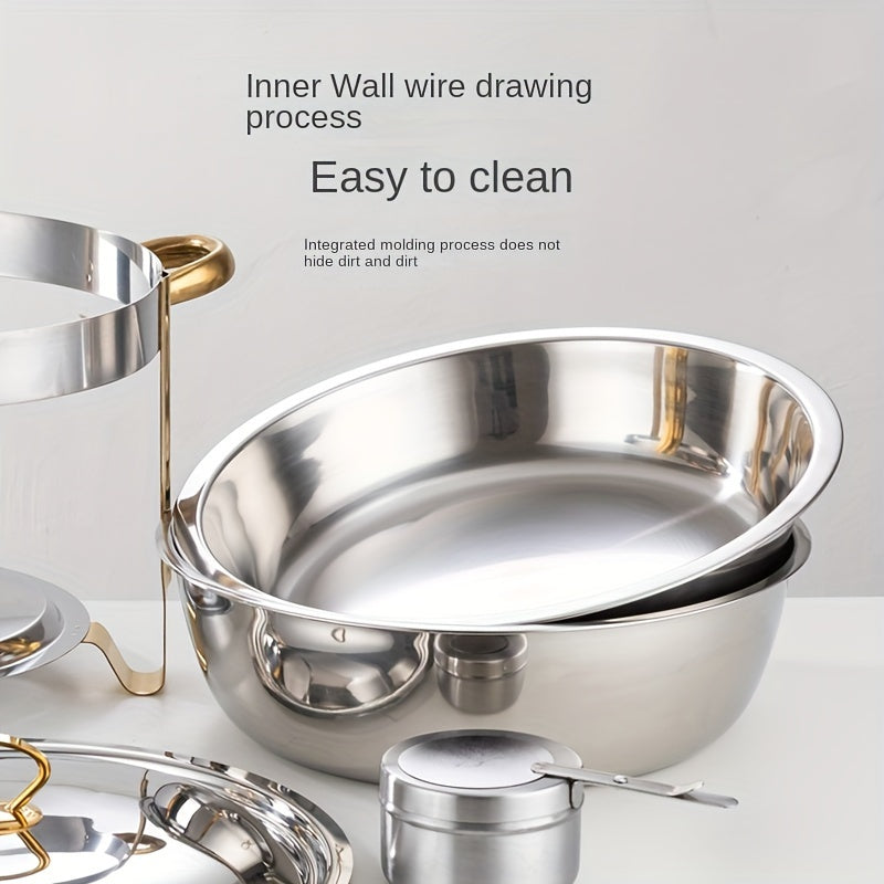 🍲 50% OFF NOW! 🍽️ Stainless Steel Chafing Dish Buffet Set – 5QT, Gold Finish & Fuel Can Rack ✨