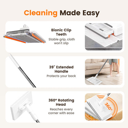 🔥50% OFF!! ✨🧹🏆#1 Best Seller ⏰💕🌟Flat Mop with Stainless Steel Handle, Come with Reusable Washable Mop Cloths