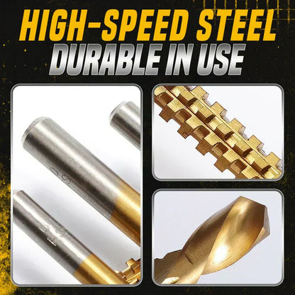 ⏳Time-Limited Special⏰Titanium‑Coated Twist Drill Set – 6 sizes, drills & saws in one. High‑speed steel, no rust. Wood, metal, plastic – all in one kit! 🧰✨