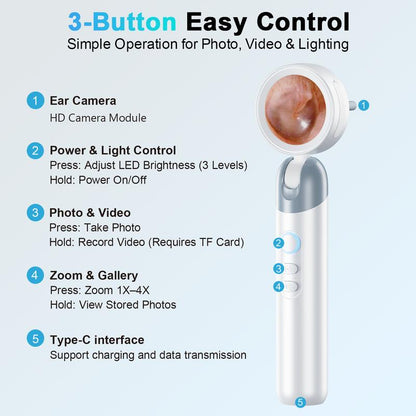 [FREE SHIPPING] Aspoven Digital Otoscope 2026 – LED, 1.4" IPS Screen, 1080P HD,12 Silicone Tips, USB-C Rechargeable