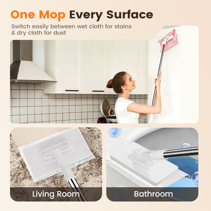 🔥50% OFF!! ✨🧹🏆#1 Best Seller ⏰💕🌟Flat Mop with Stainless Steel Handle, Come with Reusable Washable Mop Cloths