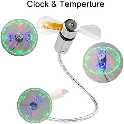 🔥2025 Hot Sale 50% OFF🔥USB Fan with LED Clock Lighting