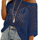 🥰Summer Hot Sale🌿Womens Casual Short Sleeve Hollow Out Pullover Knit Tops