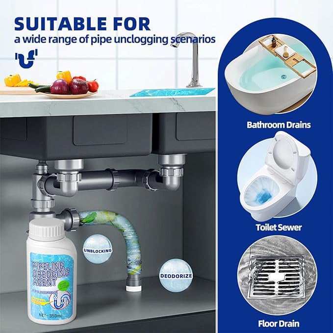⏰Limited Time Sale - 50% OFF🔥Powerful Pipe Dredging Agent for Kitchen and Toilet Pipelines