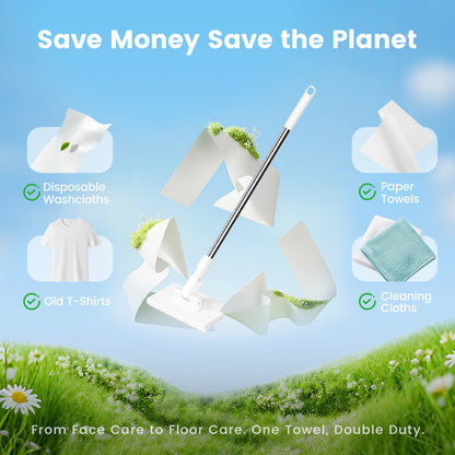 🔥50% OFF!! ✨🧹🏆#1 Best Seller ⏰💕🌟Flat Mop with Stainless Steel Handle, Come with Reusable Washable Mop Cloths