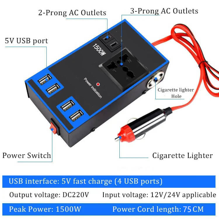 🔥50% Off  Car Power Inverter 220V, 12V24V to 220V Converter