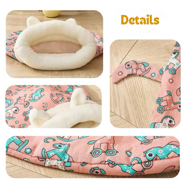 🐱☁️Plush Cave-Style Semi-Enclosed Cat Sleeping Bag Pet Bed | Soft Plush Lining, Washable and Easy to Care🧺