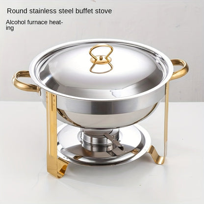 🍲 50% OFF NOW! 🍽️ Stainless Steel Chafing Dish Buffet Set – 5QT, Gold Finish & Fuel Can Rack ✨