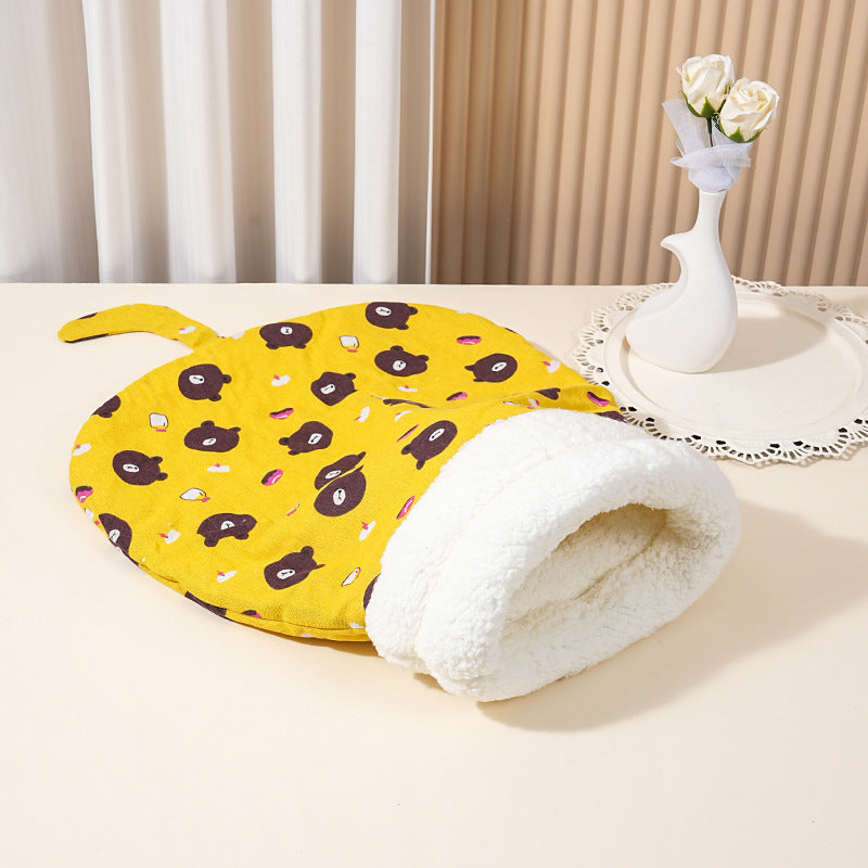 🐱☁️Plush Cave-Style Semi-Enclosed Cat Sleeping Bag Pet Bed | Soft Plush Lining, Washable and Easy to Care🧺