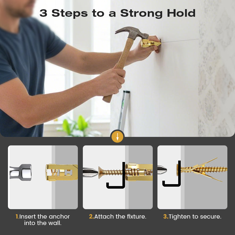 🔩50% OFF NOW! Self-Drilling Drywall Anchor Screws – 30kg Load Capacity No Wall Damage Anchor Kit, Tool-Free 30s Quick Install Wall Anchors for Home Hanging & Furniture Mounting