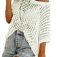 🥰Summer Hot Sale🌿Womens Casual Short Sleeve Hollow Out Pullover Knit Tops