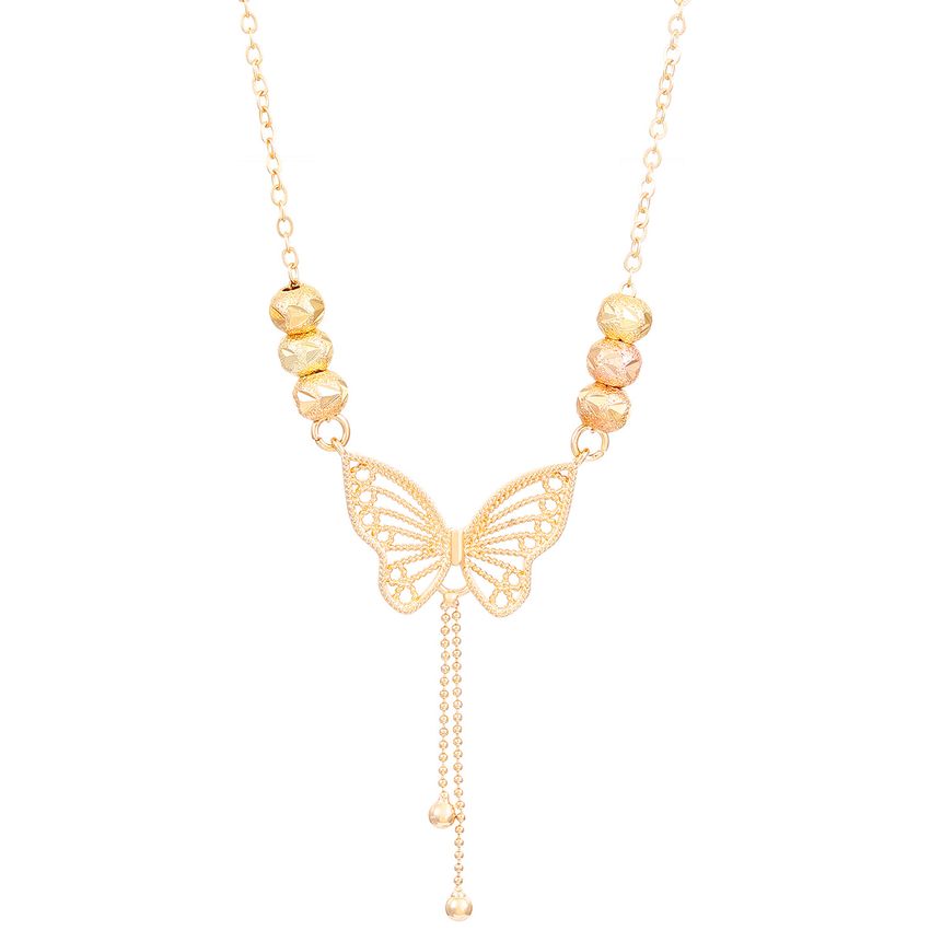 Golden Cut-Out Butterfly Necklace with Tassels