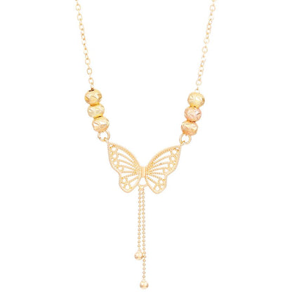 Golden Cut-Out Butterfly Necklace with Tassels