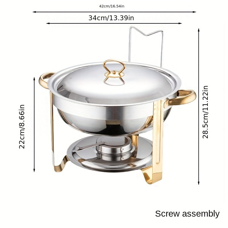 🍲 50% OFF NOW! 🍽️ Stainless Steel Chafing Dish Buffet Set – 5QT, Gold Finish & Fuel Can Rack ✨