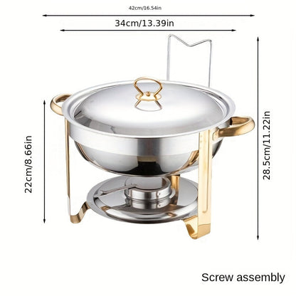 🍲 50% OFF NOW! 🍽️ Stainless Steel Chafing Dish Buffet Set – 5QT, Gold Finish & Fuel Can Rack ✨