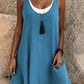 💃 Last Day Sale 50% Off 💐 Women's Casual Loose Sleeveless Fake Two Piece Tank Dress📿