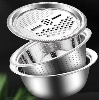 ⏳Limited-time 50% off⏰Household Thickened Stainless Steel 3-piece Vegetable Chopping and Draining Basket Set🥒🥔🧅