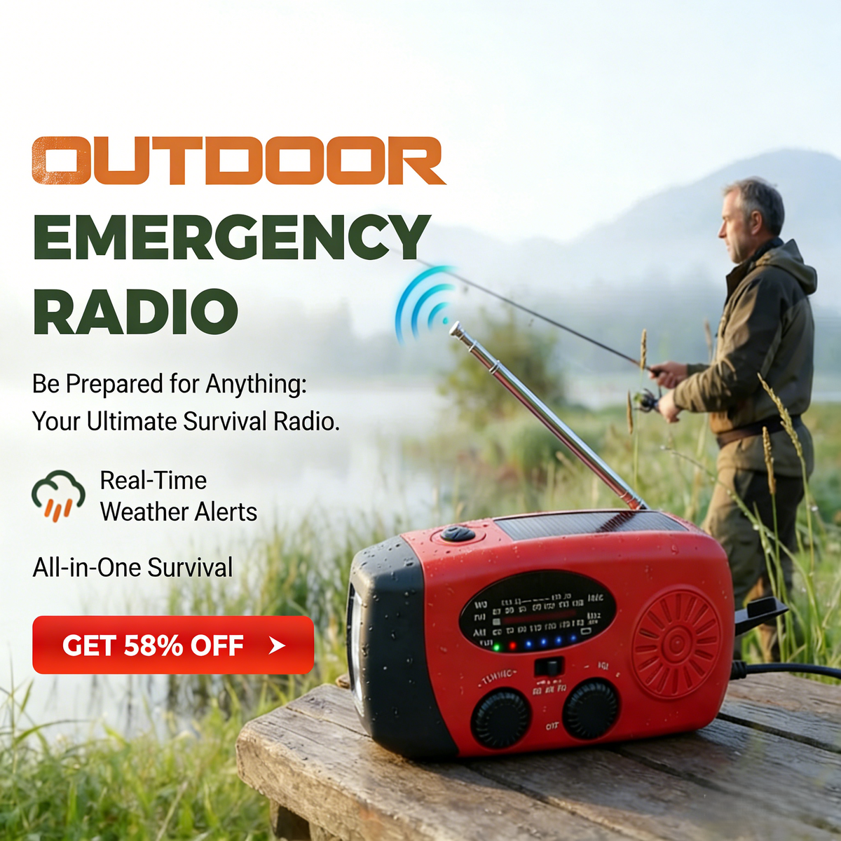 📻Multifunctional Portable Solar Emergency Radio – Power Bank, Hand Crank & Weather Alert for Outdoor & Crisis Preparedness