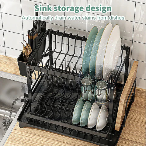 🔥【Exceptional Price】 40% OFF🍽️ Premium 2-Tier Dish Rack – Maximize Drying Space, Sleek Stainless Steel, Stylish Kitchen Upgrade ✨🏠
