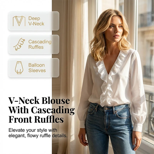 ⏳Limited-time 50% off⏰Women's Ruffled Lantern Sleeve Shirt👚