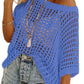 🥰Summer Hot Sale🌿Womens Casual Short Sleeve Hollow Out Pullover Knit Tops