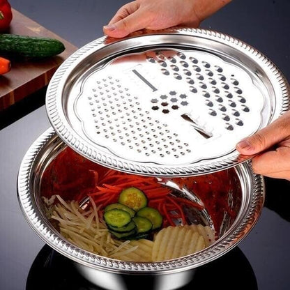 ⏳Limited-time 50% off⏰Household Thickened Stainless Steel 3-piece Vegetable Chopping and Draining Basket Set🥒🥔🧅